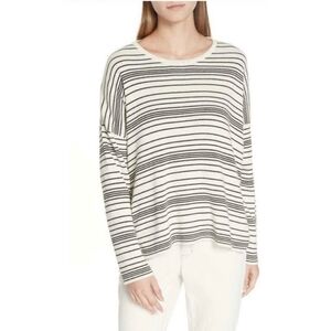 Eileen Fisher Striped Boxy Organic Cotton Long Sleeve Sweater Size Medium